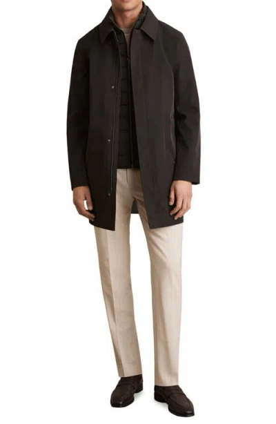 Reiss Logan Water Resistant Overcoat With Removable Funnel Neck Insert In Black