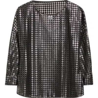 Akris Punto Metallic Dot Long-sleeve Blouse In Silver