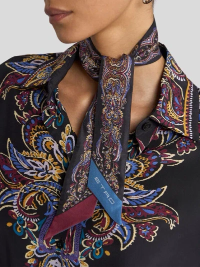 Etro Paisley Foliage Silk Scarf In Multi