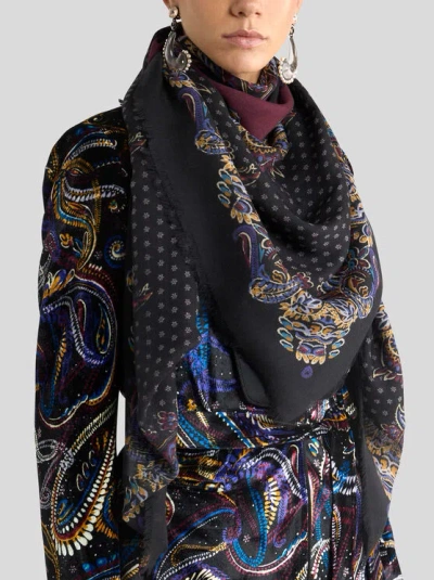 Etro Floral Paisley Cashmere Shawl In Black