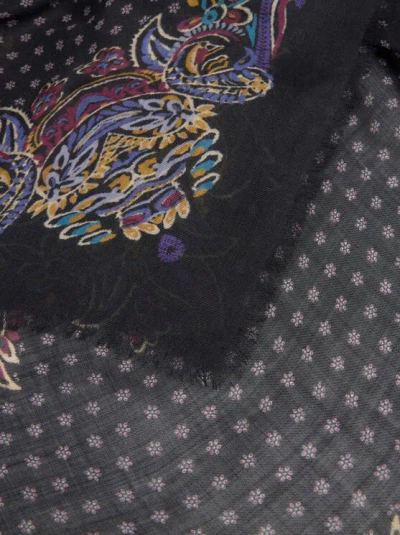 Etro Floral Paisley Cashmere Shawl In Black
