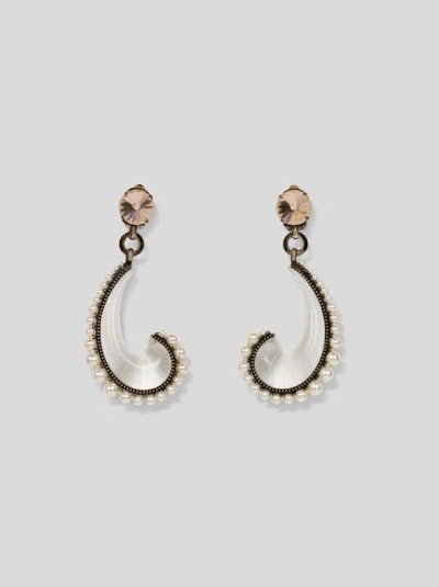 Etro Paisley Pearl Earrings In Silver