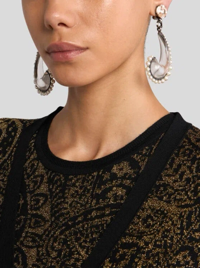Etro Paisley Pearl Earrings In Silver