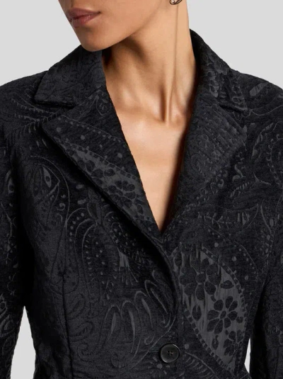 Etro Single-breasted Floral Paisley Blazer In Black