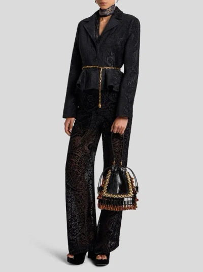 Etro Single-breasted Floral Paisley Blazer In Black