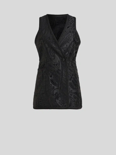 Etro Reversible Sleeveless Waistcoat In Black