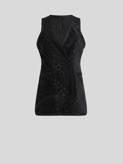 Etro Reversible Sleeveless Waistcoat In Black