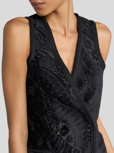Etro Reversible Sleeveless Waistcoat In Black