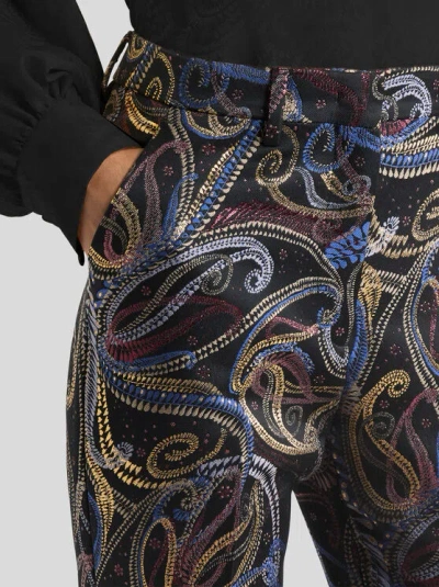 Etro Pressed Crease Paisley-motif Trousers In Black