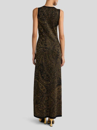 Etro Sleeveless Paisley Motif Maxi Dress In Green