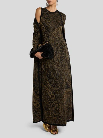 Etro Metallic Paisley Longline Cardigan In Multi
