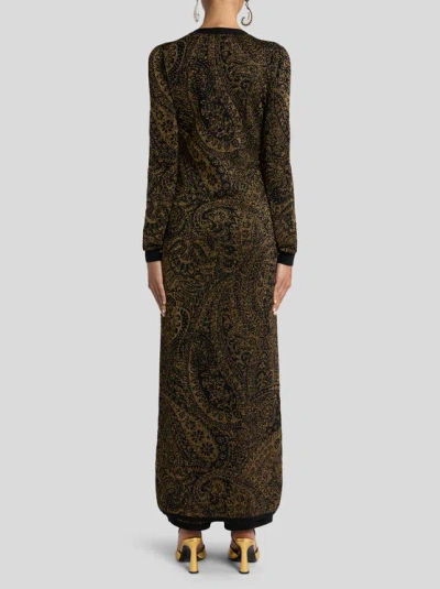 Etro Metallic Paisley Longline Cardigan In Multi