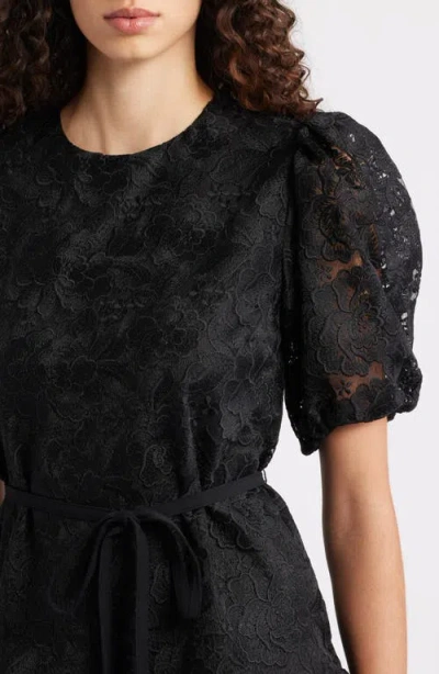 Caslonr Caslon(r) Lace Puff Sleeve Tiered Minidress In Black