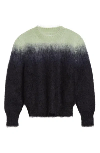 Jil Sander Brushed Mohair Blend Jacquard Crewneck Sweater In Blue