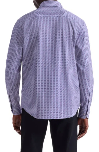 Bugatchi James Ooohcotton® Leaf Print Button-up Shirt In Purple