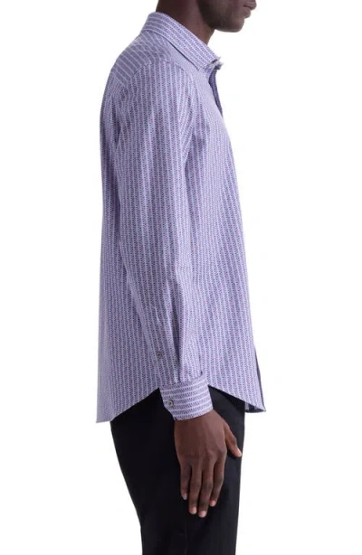 Bugatchi James Ooohcotton® Leaf Print Button-up Shirt In Purple