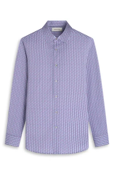 Bugatchi James Ooohcotton® Leaf Print Button-up Shirt In Purple