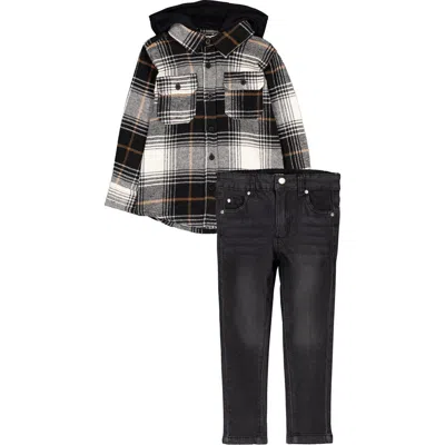 Joe's Hooded Plaid Shirt & Jeans Set In Black