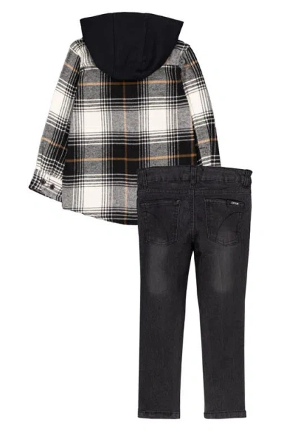 Joe's Hooded Plaid Shirt & Jeans Set In Black
