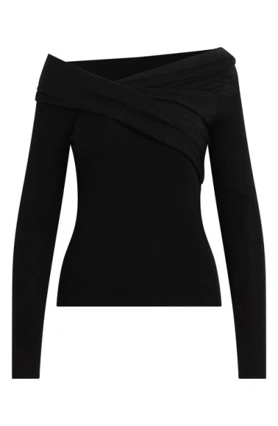 Favorite Daughter Charmed One-shoulder Merino Wool Top In Black