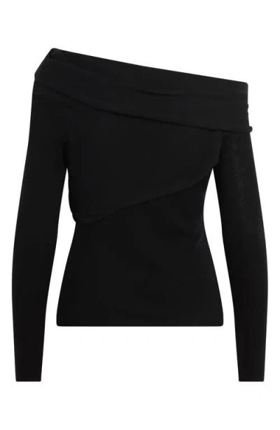 Favorite Daughter Charmed One-shoulder Merino Wool Top In Black