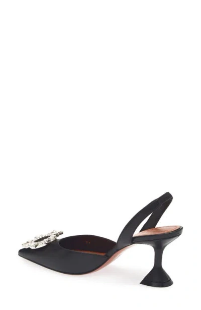 Amina Muaddi Leather Slingback Pumps Featuring Sculptural Heel In Black