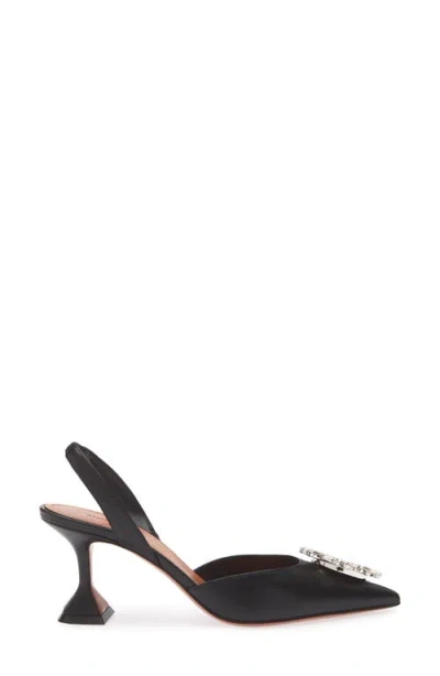 Amina Muaddi Leather Slingback Pumps Featuring Sculptural Heel In Black