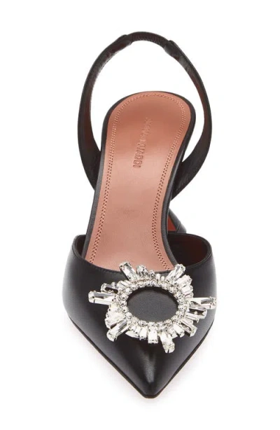 Amina Muaddi Leather Slingback Pumps Featuring Sculptural Heel In Black