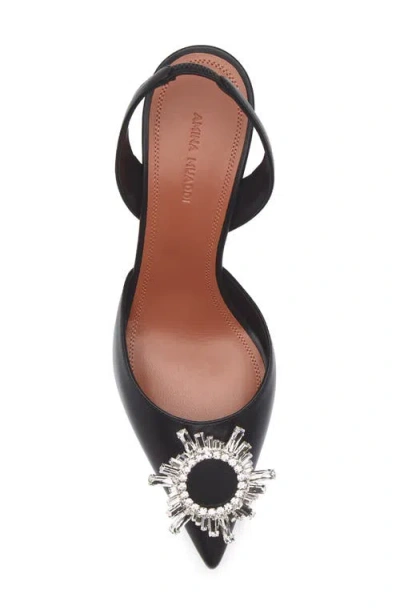 Amina Muaddi Leather Slingback Pumps Featuring Sculptural Heel In Black