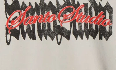 Santo Studio Script Logo Cotton Fleece Hoodie In Neutral