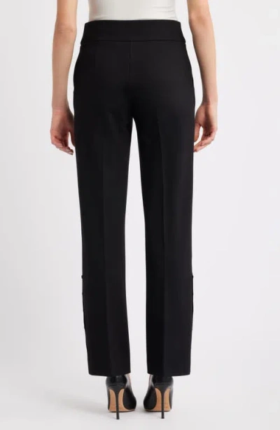 Anne Klein Rivet Accent High Waist Wide Leg Pull-on Pants In Black