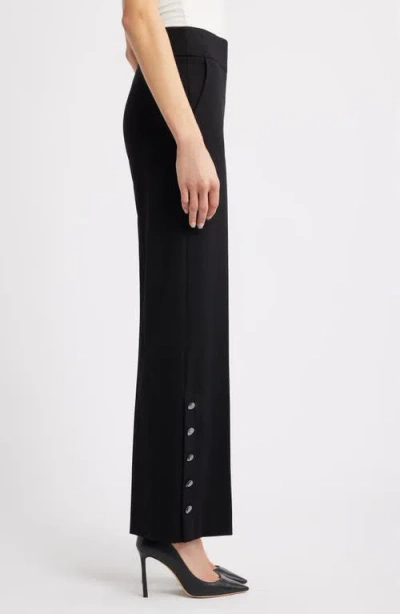 Anne Klein Rivet Accent High Waist Wide Leg Pull-on Pants In Black