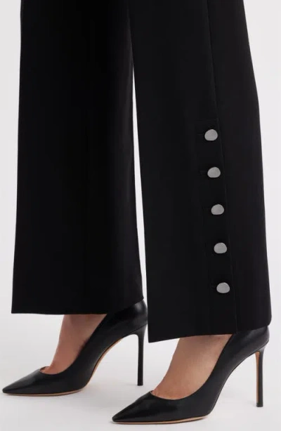 Anne Klein Rivet Accent High Waist Wide Leg Pull-on Pants In Black