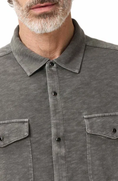 John Varvatos Arvon Knit Organic Cotton Snap-up Western Shirt In Gray