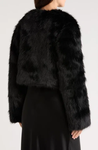 Staud Casimira Crop Faux Fur Jacket In Black