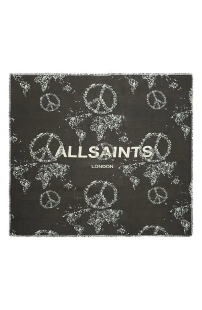 Allsaints Flight Back Large Square Scarf In Black
