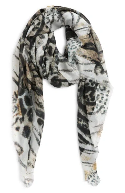 Allsaints Abstract Animal Print Scarf In Brown