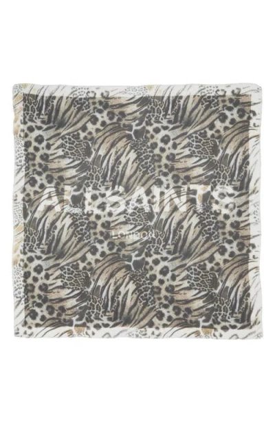 Allsaints Abstract Animal Print Scarf In Brown