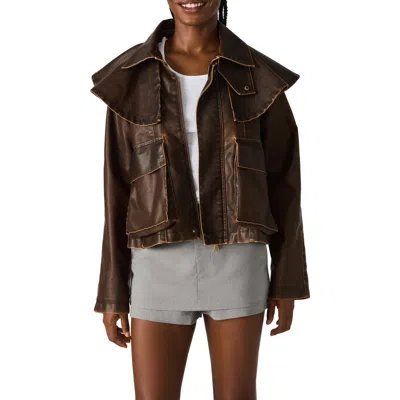Steve Madden Vavara Faux Leather Jacket In Brown