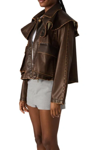 Steve Madden Vavara Faux Leather Jacket In Brown