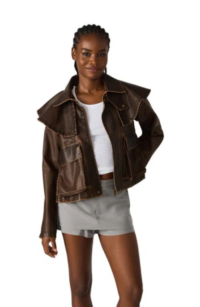 Steve Madden Vavara Faux Leather Jacket In Brown