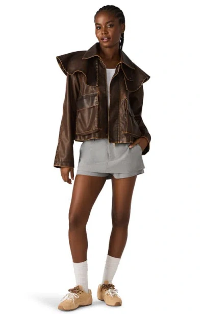 Steve Madden Vavara Faux Leather Jacket In Brown