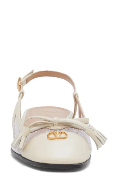 Valentino Garavani Valet Du Roi Slingback Ballet Flat In White