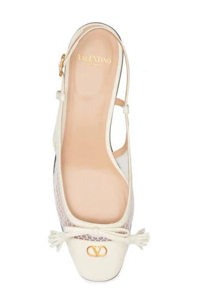 Valentino Garavani Valet Du Roi Slingback Ballet Flat In White