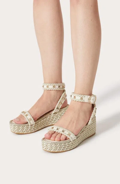 Valentino Off-white Rockstud Flatform Sandals In White