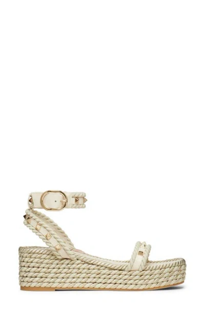 Valentino Off-white Rockstud Flatform Sandals In White