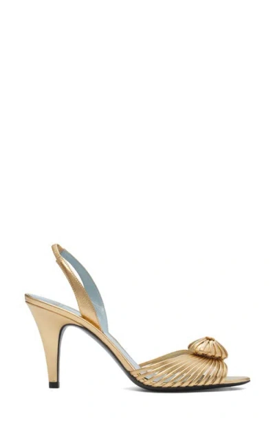 Valentino Garavani Valentino Royal Heart 65 Leather Slingback Sandal In Gold