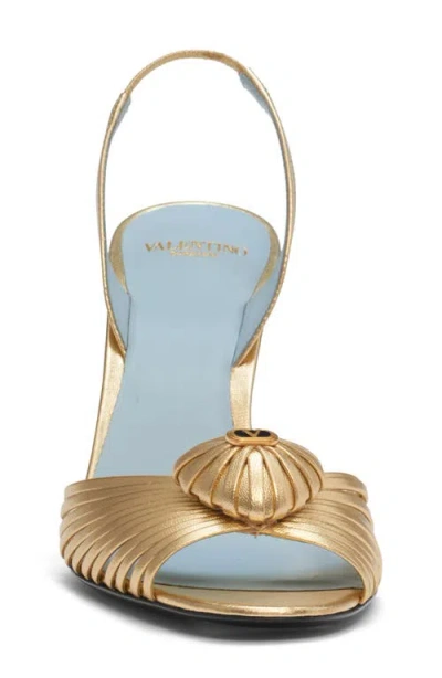 Valentino Garavani Valentino Royal Heart 65 Leather Slingback Sandal In Gold