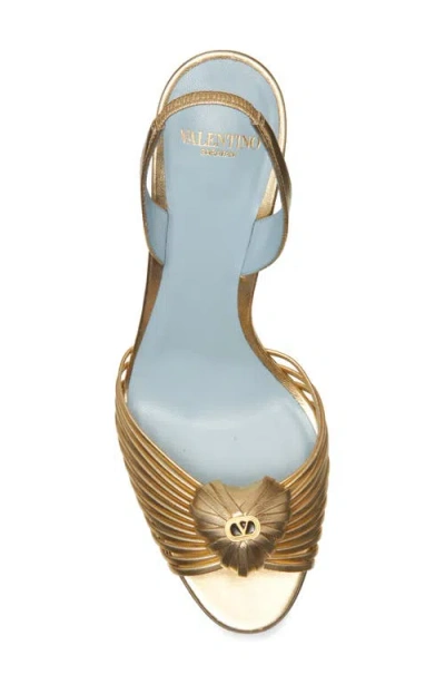 Valentino Garavani Valentino Royal Heart 65 Leather Slingback Sandal In Gold