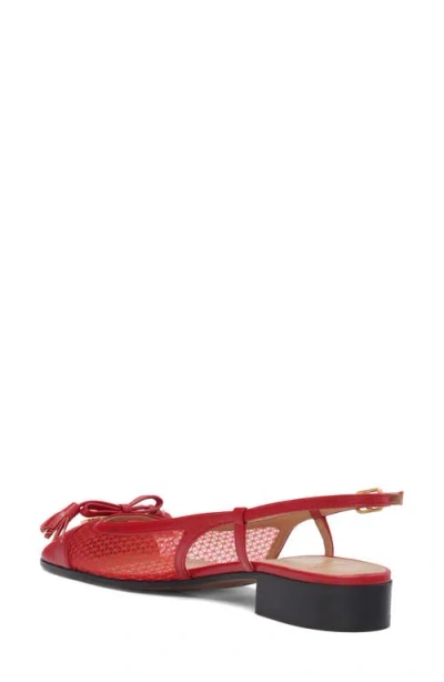 Valentino Garavani Valet Du Roi Slingback Ballerina In Mesh And Kidskin 25mm Woman Rouge Pur 41 In Red